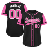 Custom Black Pink Raglan Sleeves Personalized Authentic Baseball Jersey BSBJ01-D017198